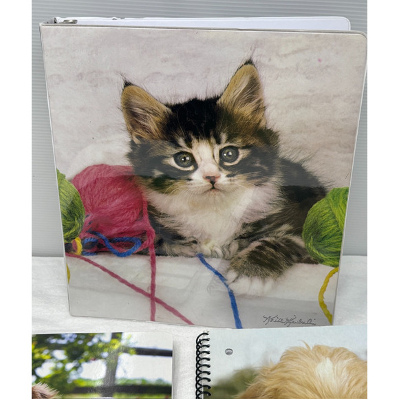 Keith Kimberlin 1" 3-Ring Binder & Spiral Notebook Kitten Playing Yarn Puppies - Picture 4 of 12
